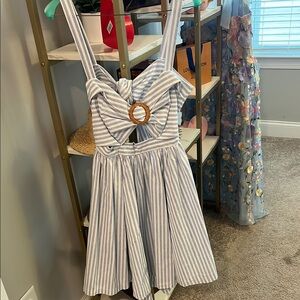 Blue And White Striped Dress With Cut Out Size Medium